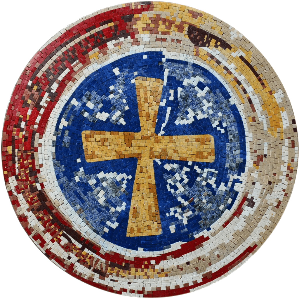 Cruz Maronita em mosaico de mármore