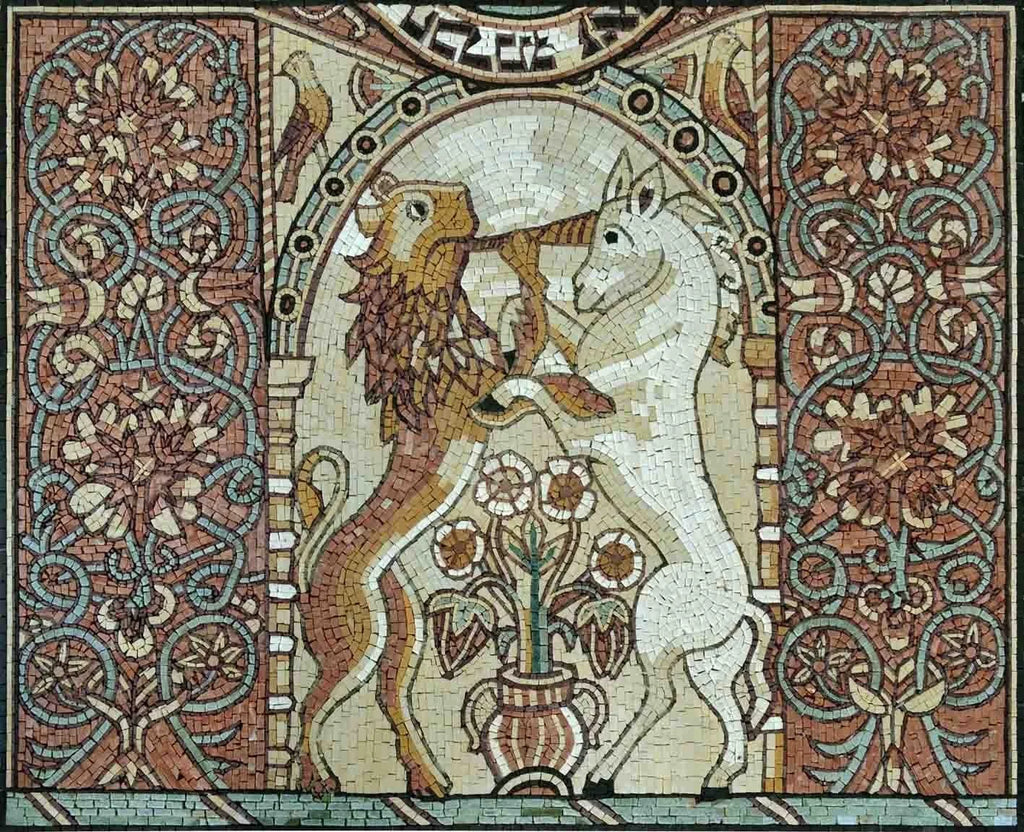 Mosaico de arte judío medieval Unicornio Hodorov