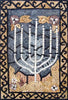 Simbolo del mosaico di marmo ebraico di Menorah