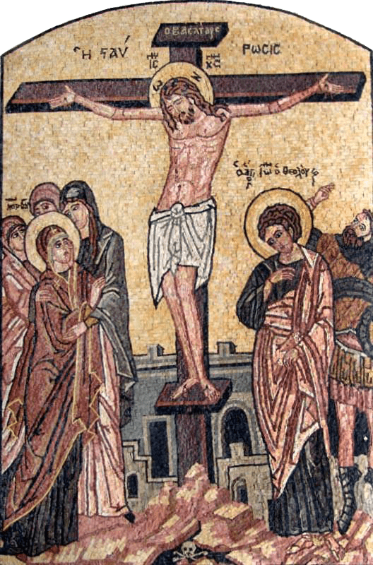 Arte em mosaico ilustrando o retrato de Jesus