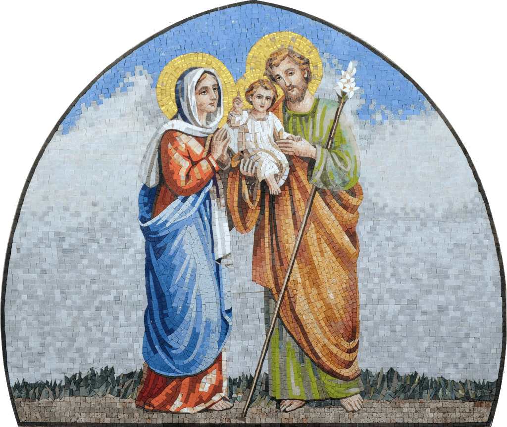 Arte em mosaico - Jesus Maria e José