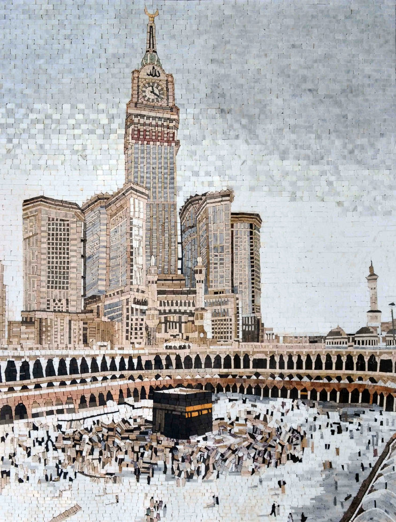 Mosaico de Mármore Mekka Ícone Islâmico