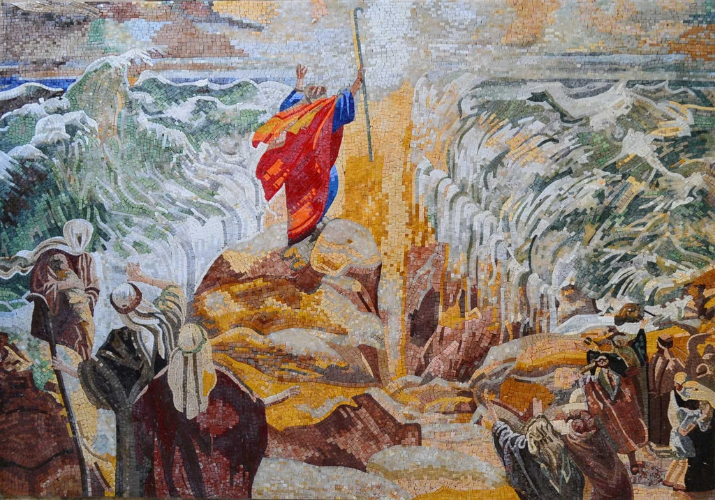 Moses Mosaic Parting the Red Sea | Religious Art