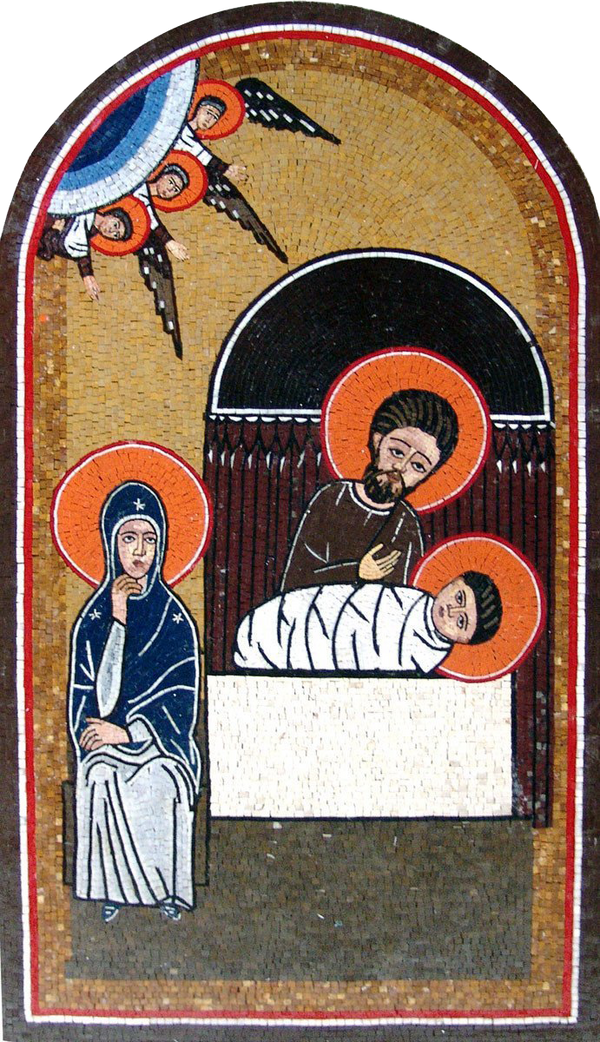 Nativity Scene - Marble Mosaic Religious - Mesh Backing