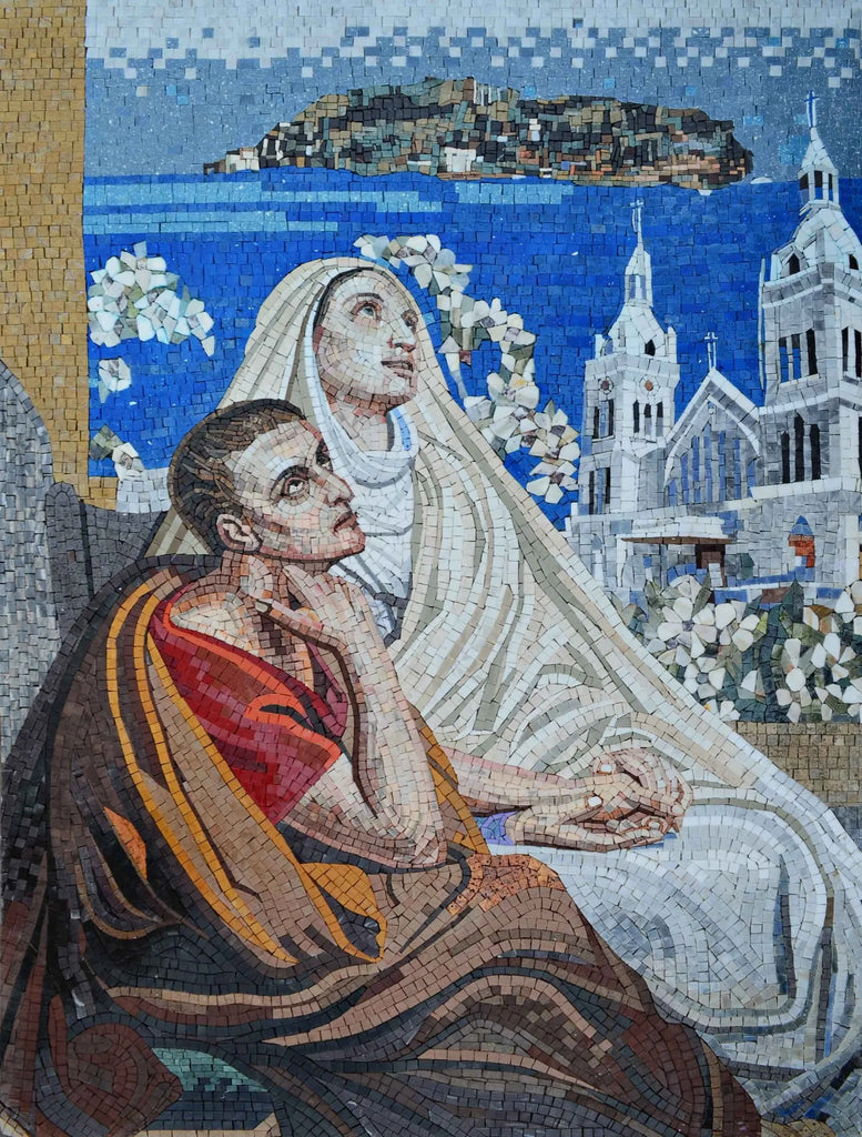 Icône en mosaïque religieuse - Saint Augustin