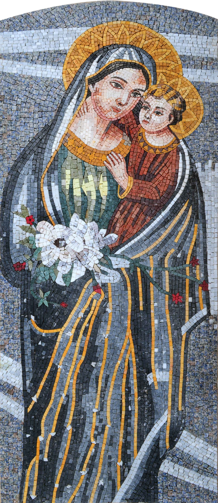 Fresque mosaïque religieuse - Jésus et Marie