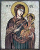 Retratos religiosos em mosaico de Jesus e Maria