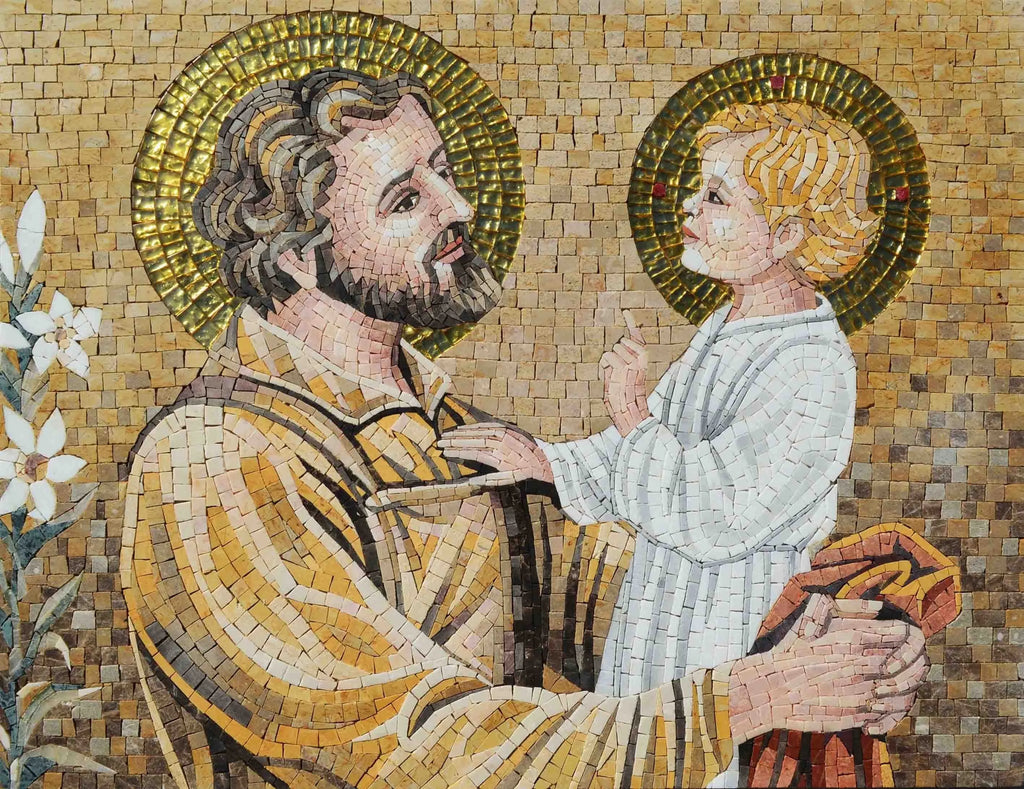 Religiöse Mosaiken - Jesuskind und St. Joseph