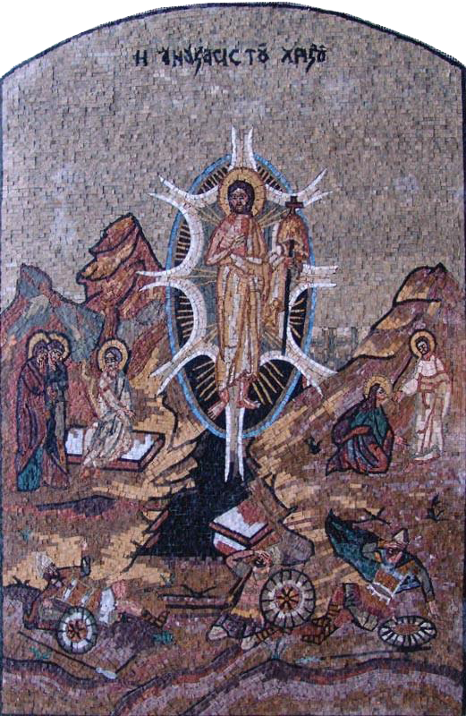 Résurrection de la mosaïque murale de Jésus