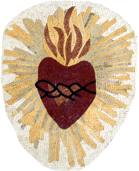 Diseño de arte de mosaico de mármol del Sagrado Corazón
