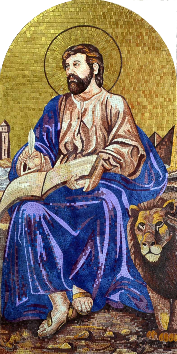Saint Mark Figure - Marble Mosaic Marcos - Mesh Backing