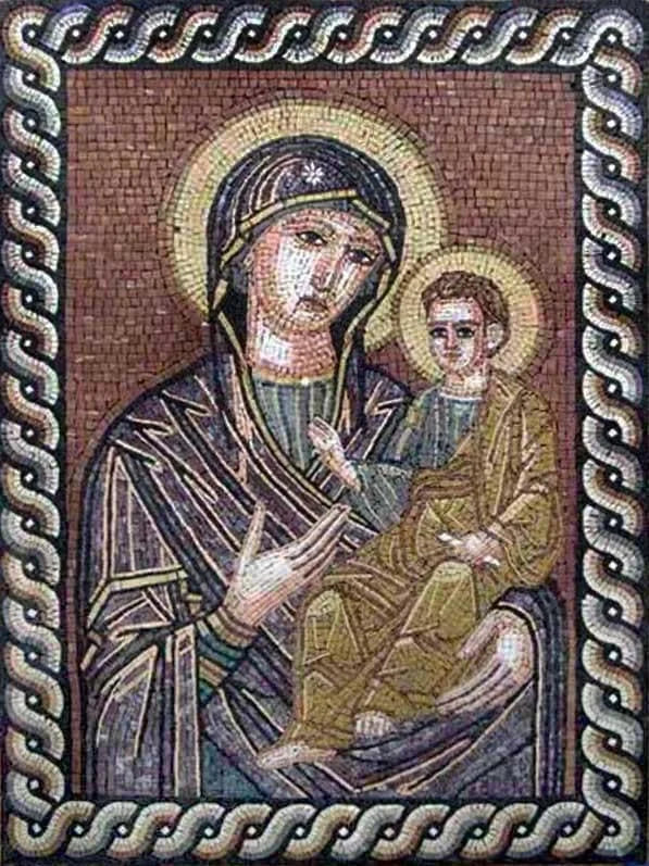Arte mosaico de Santa María y Cristo