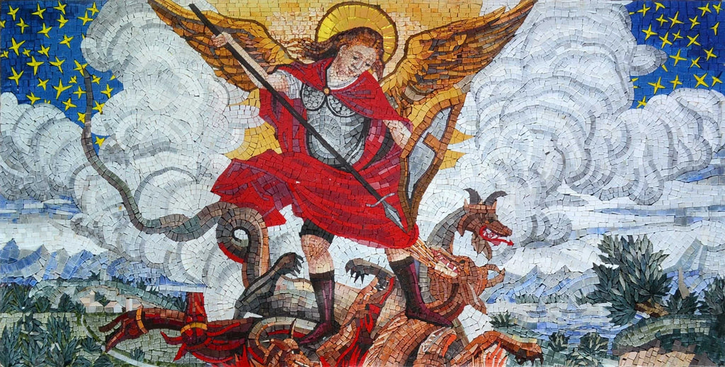 Mosaico de Mármore Religioso São Miguel
