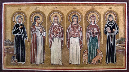 Six Christian Saints Marble Mosaic