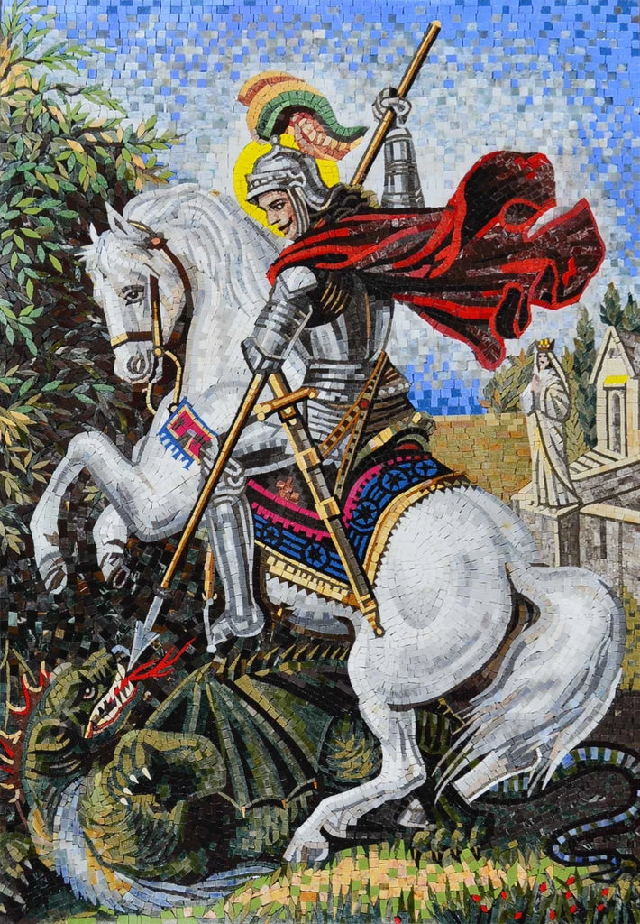 Mosaico de ícones religiosos de São Jorge para igreja