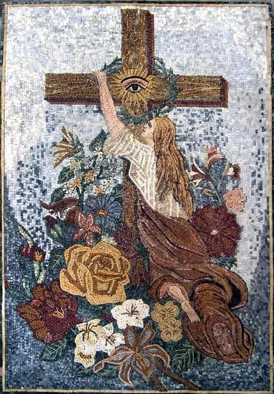 Mural de mosaico religioso de mármol del ojo