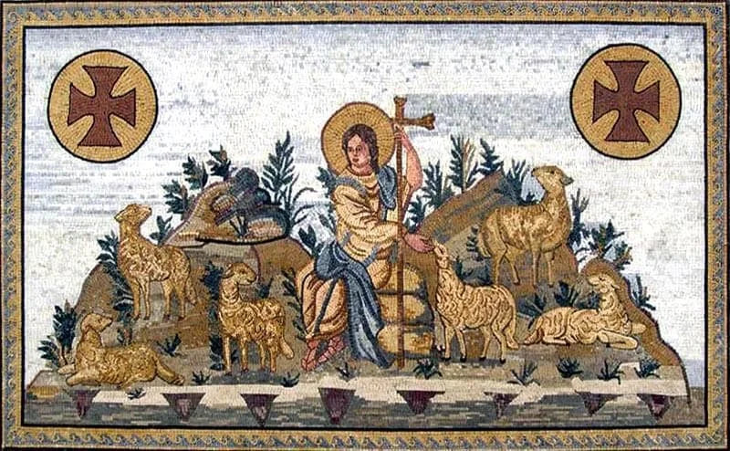 The Good Shephard Religious Iconic Mosaic | Religious | Mozaico