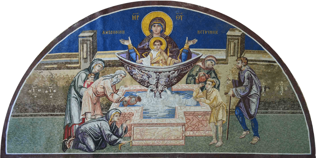 Mosaico religioso della fonte curativa