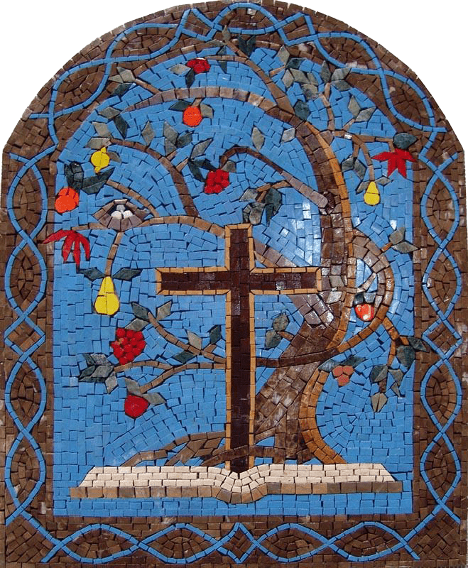 Sainte Croix en forme d'arc et arbre de vie