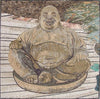Mural de mosaico del Buda que ríe