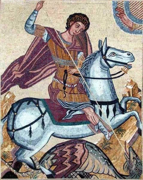 A arte do mosaico da pedra do salvador São Jorge