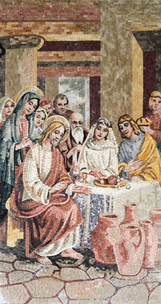 O milagre do vinho em Cana Galilee Mosaic