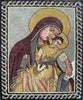 Mosaico emoldurado Virgem Maria e Menino Jesus