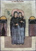 Arte de mosaico de mármol de icono de la Virgen María y Elizabeth