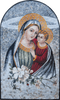 Vierge Marie et mosaïque de fleurs blanches