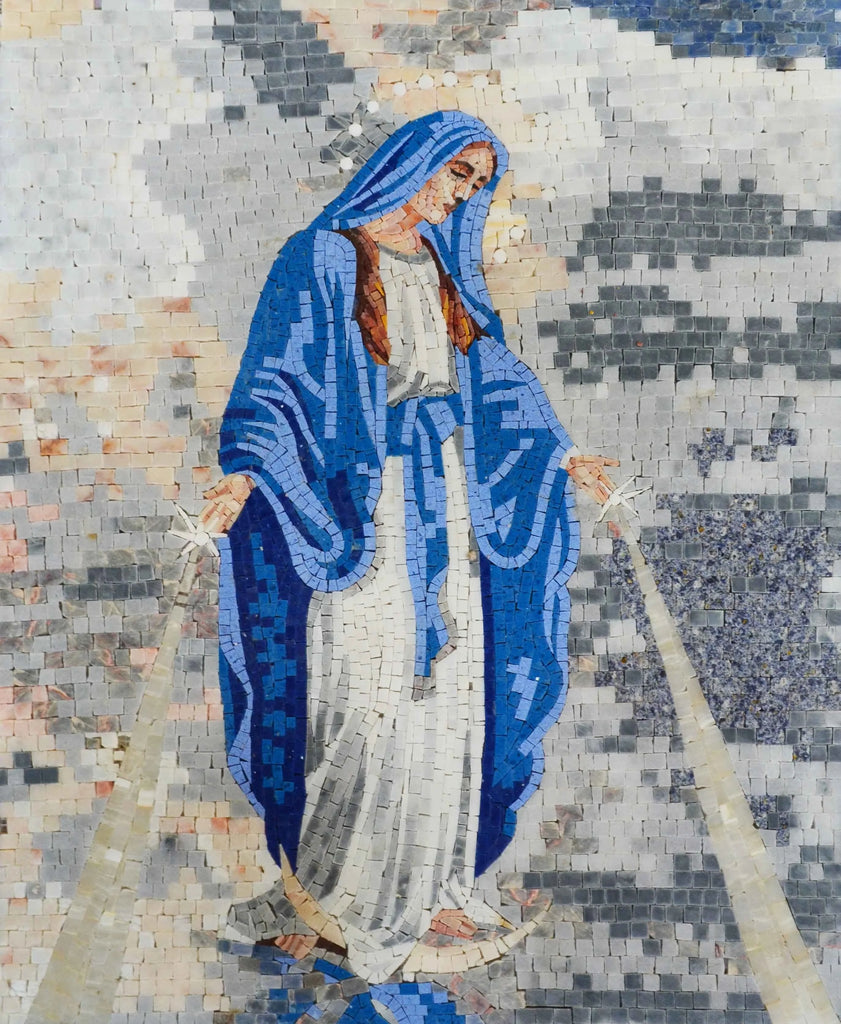 Arte em mosaico de ícone de mármore da Virgem Maria