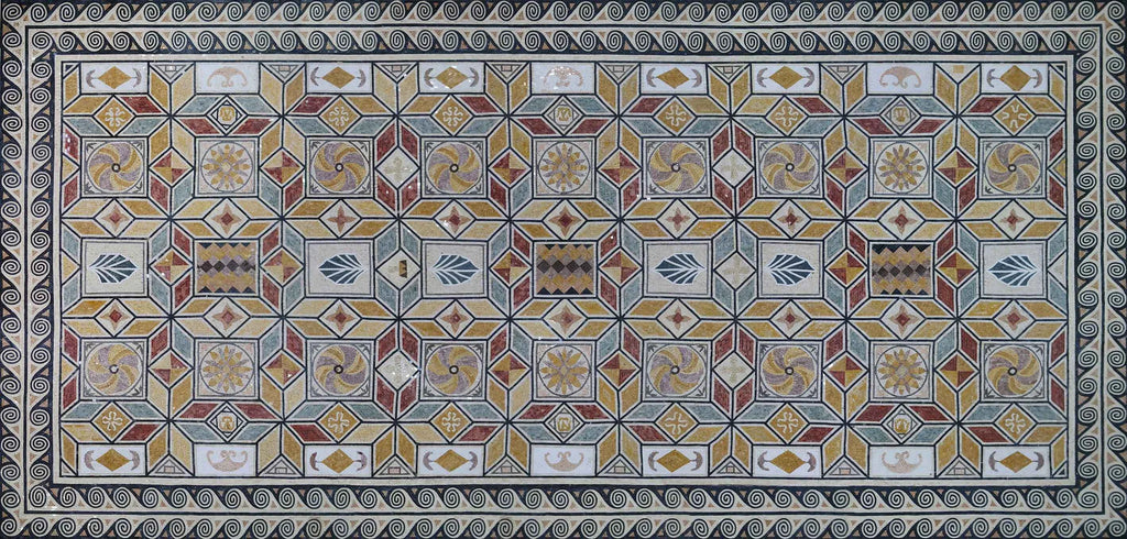 Mosaico antico - Bordi greci e forme geometriche