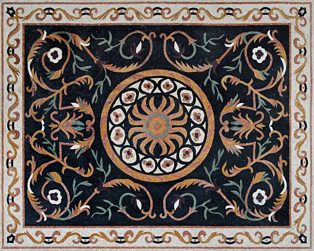 Apollo greco-romano - Tappeto a mosaico floreale