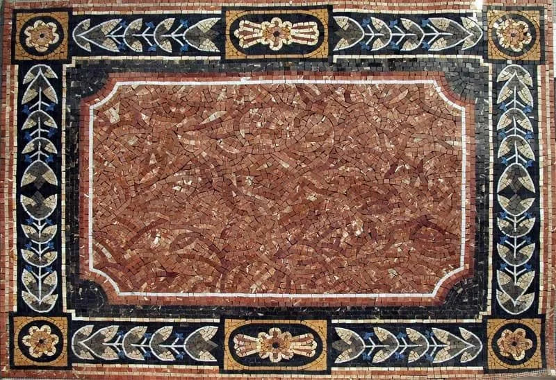Alfombra de mosaico de piso floral de diseño elegante