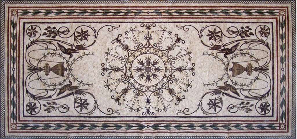 Напольная мозаика каменная художественная плитка ручной работы
