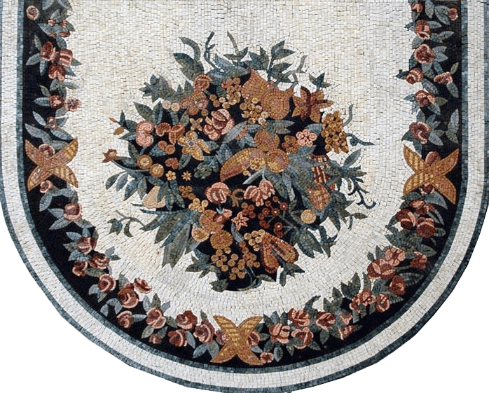 Design floral em mosaico de mármore