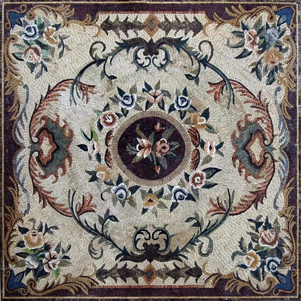 Mármol de mosaico de diseño floral