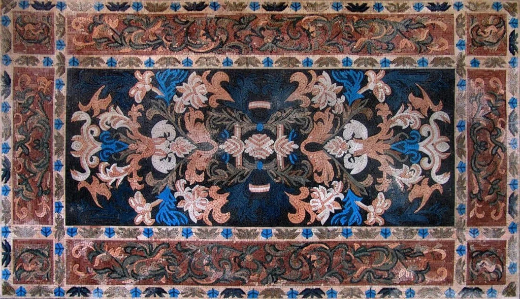 Azulejo de arte de piedra de mosaico de piso floral hecho a mano