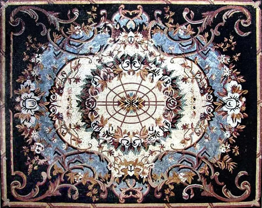 Mosaïque de sol géométrique floral