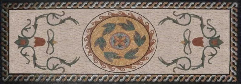 Mosaico de mármol geométrico floral