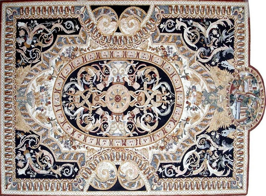 Arte floral em mosaico de mármore