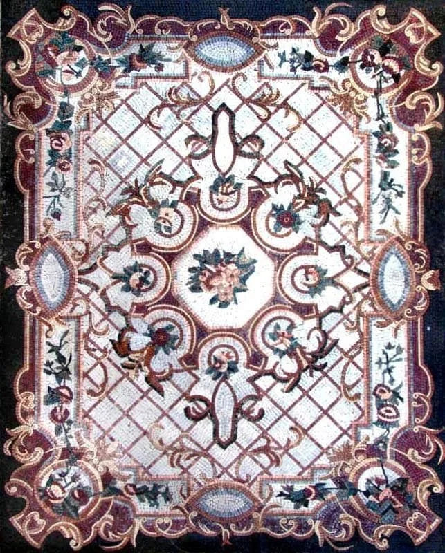 Azulejos de carpete de mosaico de mármore floral
