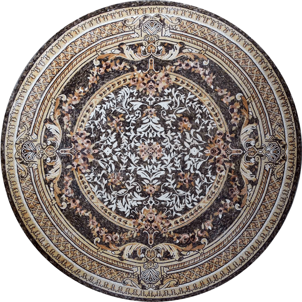 Piso de mosaico de mármol medallón floral