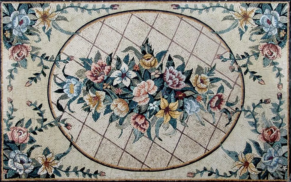 Diseño de mosaico floral - Pisos de mosaico