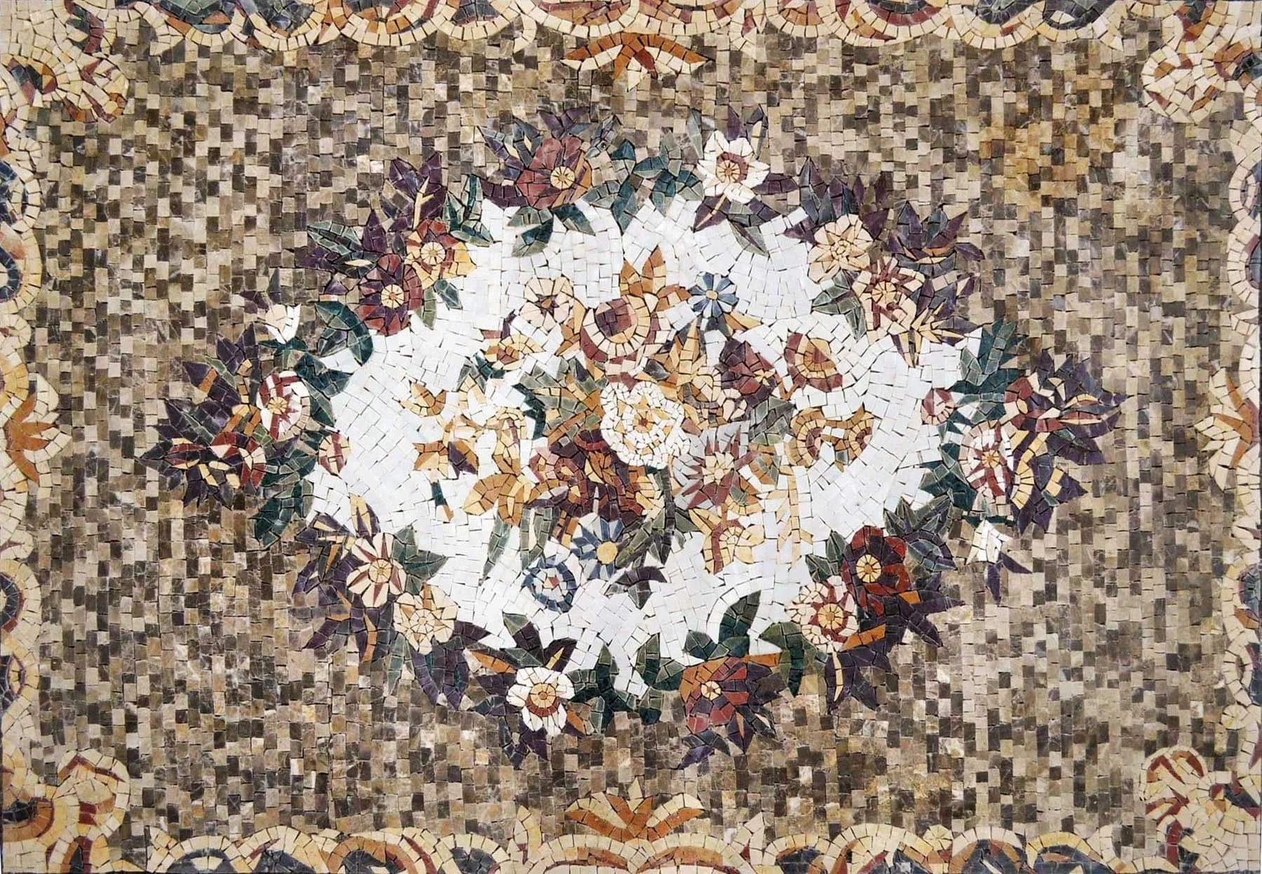 Floral Rectangular Mosaic Rug | Rugs | Mozaico