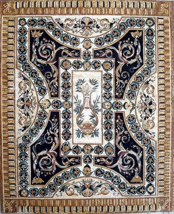 Piso de mosaico de alfombra de piedra de flores