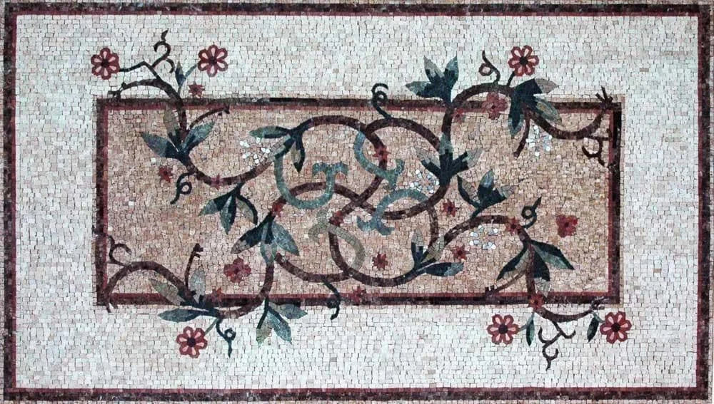 Piano tavolo o tappeto in marmo mosaico