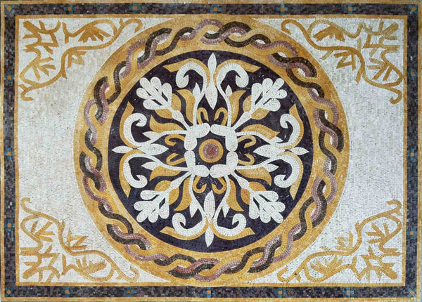 Floral Medallion - Marble Mosaic Rug Florentine Tiling Decorative - Mesh Backing