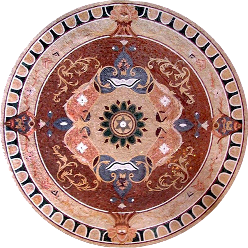 Medaglione da pavimento in pietra naturale - Mosaico Wardia
