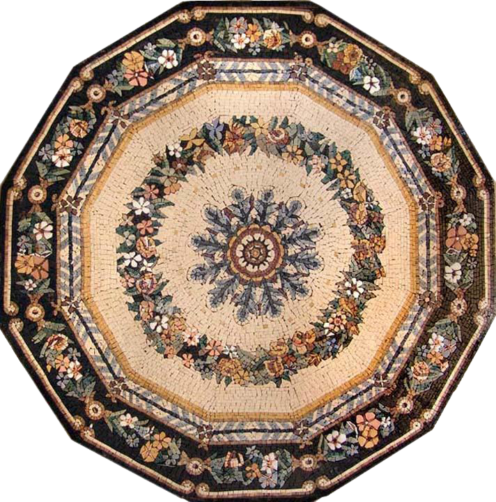 Многоугольная цветочная мраморная мозаика - Антия