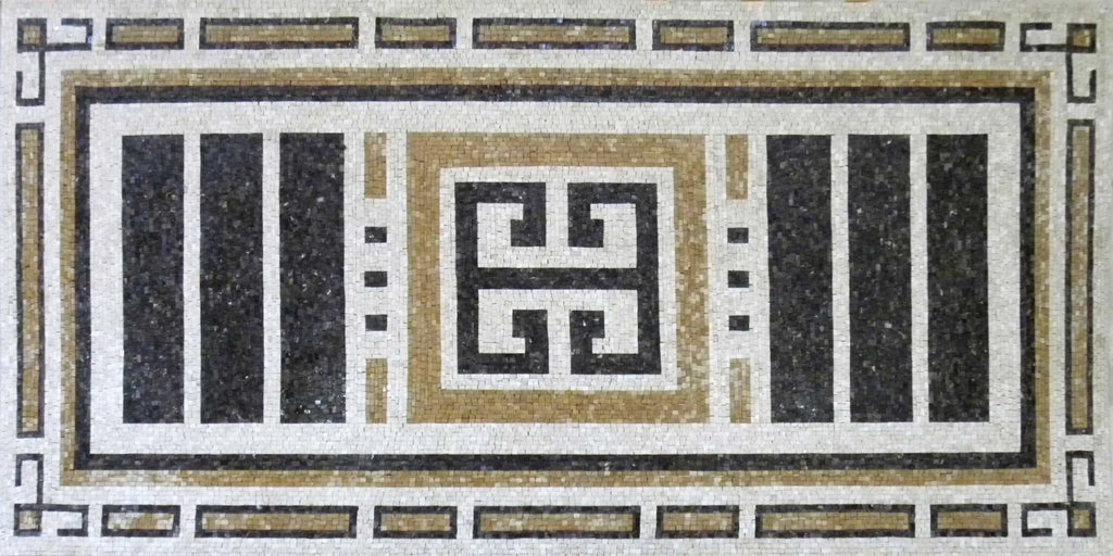 Mosaico de piso de mármol rectangular